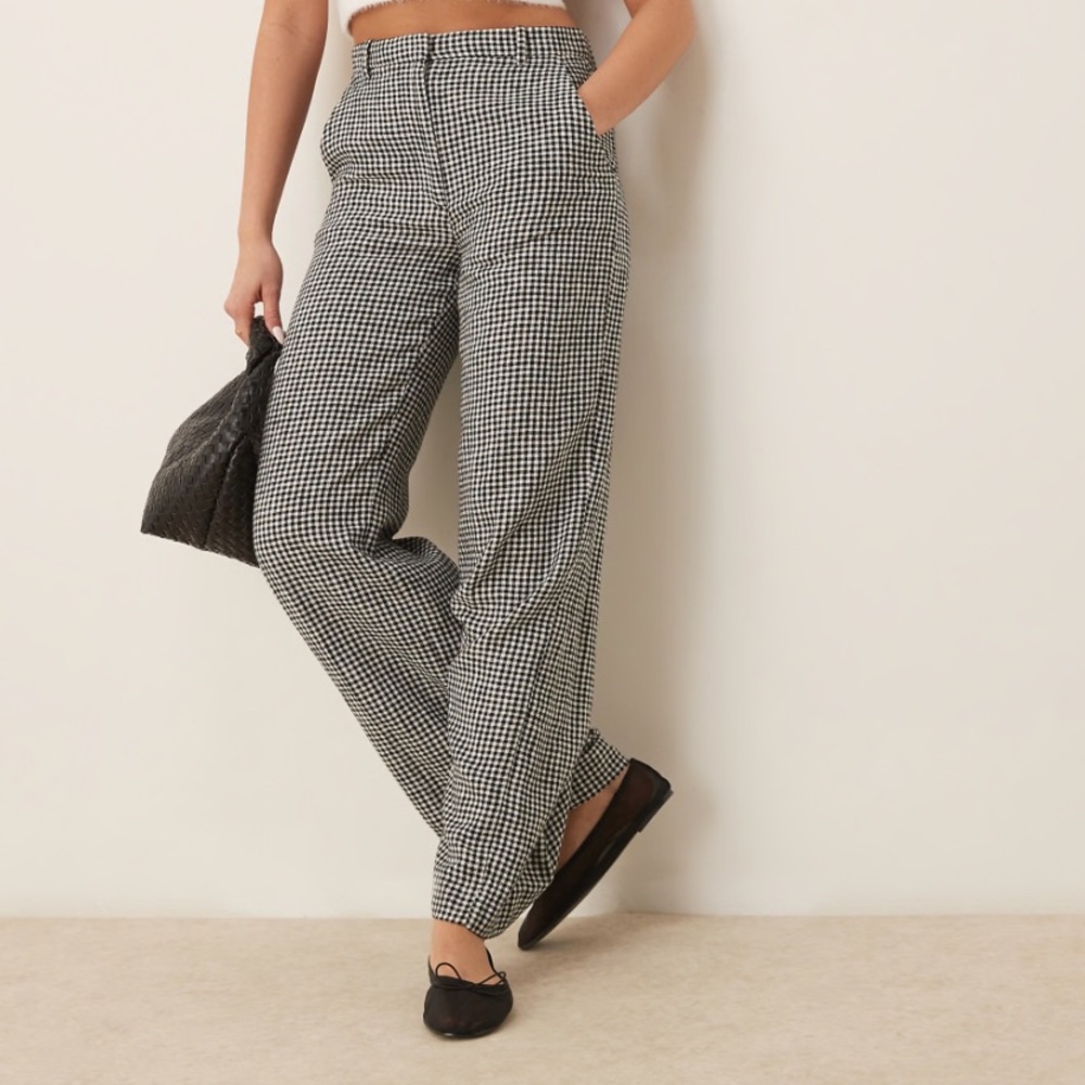 Abercrombie Tailored Gingham Wide Leg Pants